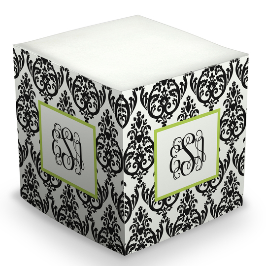 Madison Damask White & Black Sticky Memo Cube